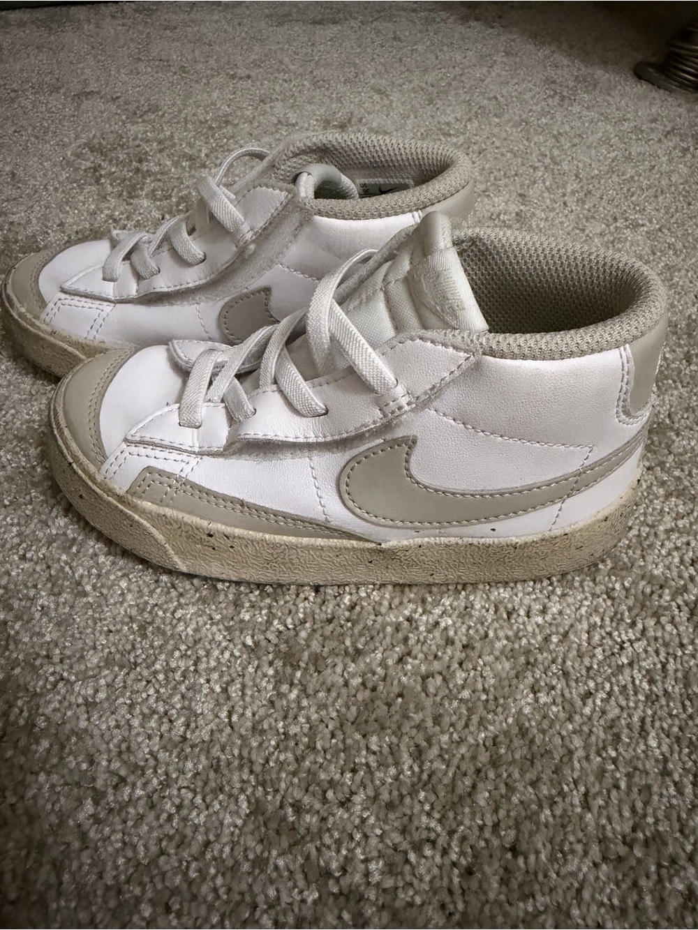 Nike Kids White & Light Beige Mid-Top Sneakers